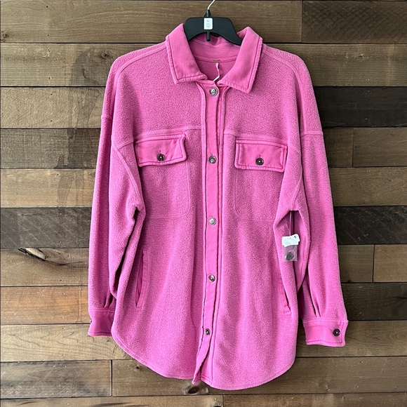 NWT Free People Women's Ruby Jacket Shacket in Pink Envy Size Large - Picture 2 of 9